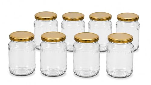 DIAH DO IT AT HOME 24x 720ml (24 oz) Empty Glass Mason Jars with Leakproof Gold Lids - Clear Airtight Food Storage Containers for Canning Jams, Honey, Pickles, Dry Goods & DIY Kitchen Organization