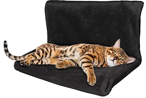 ZYBUX - Cat and Dog Radiator Bed - Warm and Cosy Pet Radiator Bed with a Durable Cat Accessories Metal Frame and Comfortable Faux Fur Cover - Ideal for Cats and even Small Dogs and Puppies (Black)