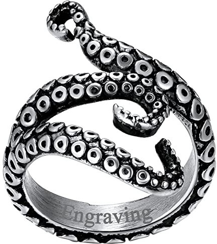 FaithHeart Herren Damen Kraken Ring personalisierbarer Siegelring Fingerring in Größe 67 Hip pop Statement Ring Partnerring Freundschaftsring für Geburtstag Halloween