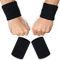 2 PCS Sweat Bands, Elastic Cotton Sports Wristbands Reusable Wrist Sweat Bands Moisture Wicking for Men Women Gym Basketball Baseball Football Tennis Running Sport (8x10 cm Black)