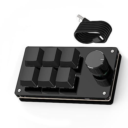 SIKAI CASE 6 Key Macro Programmable Keyboard,Mini Mechanical Gaming Macro Keyboard,Custom Knob KeyPad, Hotswap Red Switch Gaming Keyboard,USB C Wired One Handed Gaming Keyboard with Software