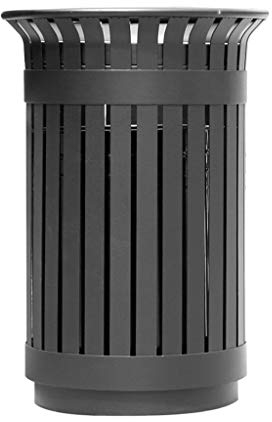 HJXX Outdoor-Dekor 60 Liter Outdoor Metalllamellen-Mülleimer, Creative Outdoor Trash, Schwarz Mülleimer