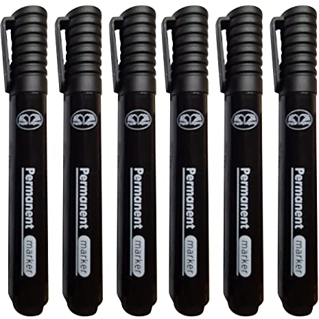 JMS we create smile (Pack of 6 Permanent Markers - Thick Bullet Tip Marker Pens Waterproof, Quick Drying, Smear Proof Pens (Black)