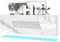 Vladon Sideboard Houston, Made in Germany, hängende Kommode mit 2 Türen & 3 Schubladen, Weiß matt, Weiß Hochglanz, mittlere Schublade Beton Oxid Optik, inkl. LED-Beleuchtung (178 x 57,5 x 38,5 cm)