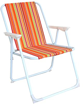 Campingstuhl Faltstuhl Stoff Oxfort Klappstuhl Gartenstuhl zum zusammenklappen Anglerstuhl Regiestuhl Angelstuhl Metall, Farben:Orange Mehrfarbig