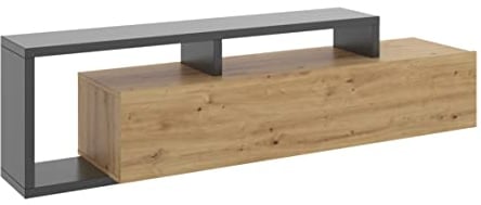 DEKIT GRUPO RIMOBEL KRAM Mueble de TV bajo, Melamina, Grafito y Nordic, 47x165x40 cm