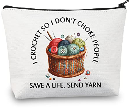 PLITI Crochet Gift for Crochet Lover Gift I Crochet So I Don't Choke People Save A Life Send Yarn Makeup Bag Knitting Gift (Crochet So YarnU)