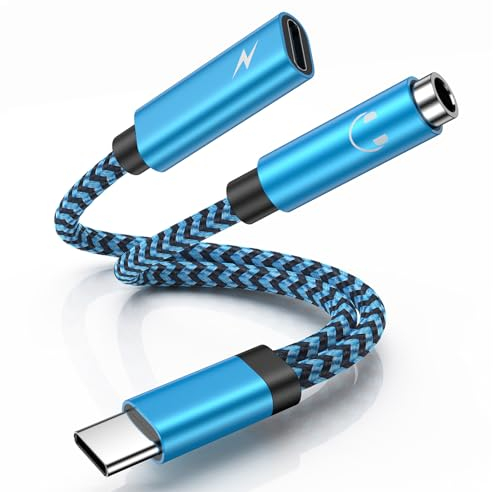 Adattatore e ricarica per cuffie USB C, 2 in 1, tipo C a jack da 3,5 mm, cavo USB C a jack da 3,5 mm, per Samsung Galaxy A54, A55, A53, A34, A23, A33, A14, S24, S23, S22, Google Pixel