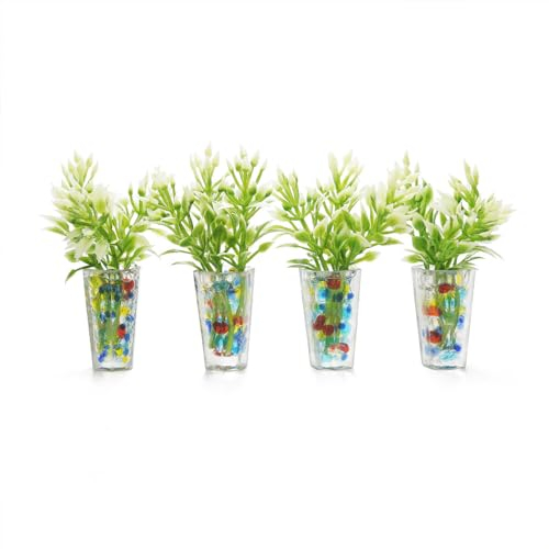 Odoria Miniature 1/12 Plantes en Pot 4Pcs Accessoire Maison de Poupée, Multicolore