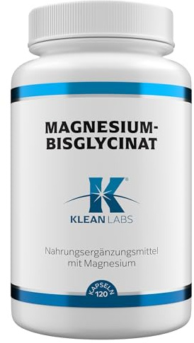 Klean Labs - Magnesium-(Bis-) Glycinat 120mg - 120 Kapseln - vegan, ohne Gentechnik, ohne unerwünschte Zusätze - zur Unterstützung der Psyche