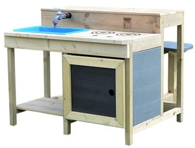 Wendi Toys K2 Outdoor Kitchen Bar | Kids Wooden Kitchen Playset | Children's Play Kitchens with Mud Fun | 2-in-1 Sand and Water Mud Kitchen | Ideal for Kids 3+ | Garden & Sensory Pretend Play