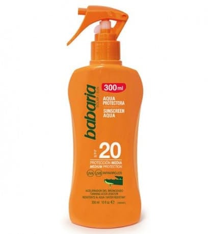 Babaria - Spray Body Milk Protectora Spf20 | Crema Cuerpo Hidratante Para Hombre Y Mujer | Protector Solar Spf20 | Leche Corporal Hidratante Con Aloe Vera | Crema Solar