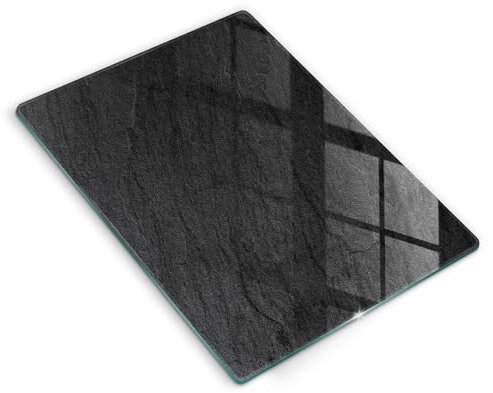Wallfluent Schneidebrett Für küche Sechseckig Hartglas mit Motiv Anti-Rutsch-Pads Robuste Gehärtetem Glas 40x52 cm - Steinstruktur