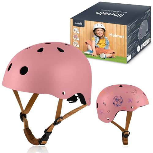 LIONELO Casque Protecteur de Vélo pour Enfants, Réglable 50 à 56 cm, Protège-Menton, Casque Certifié Intertek pour Filles et Garçons, Taille S (Pink)