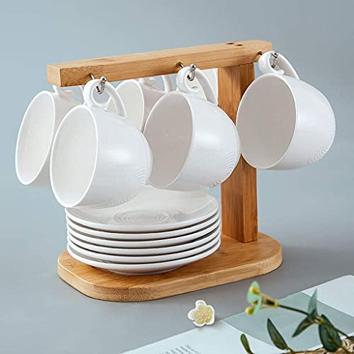 Juegos de Tazas y platillos Taza de cerámica, Taza de café, 6 Tazas, 6 platillos, Taza de té, Taza de Agua, Taza, Juego de té, platillo con Soporte, Juego de Taza de café
