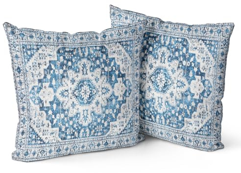 Snylcce 2er Set Kissenbezüge Boho Design Blau Monaco & Persien 50x50 cm Kissenbezüge aus weichem Material für Gartensofa, Sofa, Bett - Zierkissenbezüge 20x20 Zoll