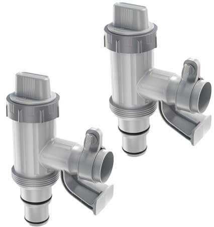 2x Swimming Pool Plunger Valve, Hose Pipe Connector with Shut off Valve and Pipe Holder, Pool Hose Plunger Valve, Replacement Plunger Valve for Above Ground Swimming Pool, 1.25 1.5 Pool Hose Adapter