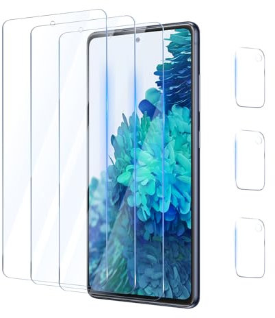 YUXINDZ 3 Pièces Verre Trempé pour Samsung Galaxy S20 FE 6,5 Pouces avec 3 Pièces Caméra Arrière Protecteur, Protection Écran Film Vitre Protection Anti Rayures, Sans Bulles, Dureté 9H