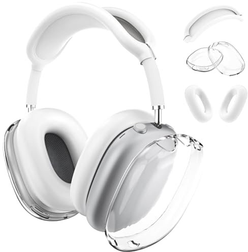 Frogetu 1 Stück für Airpods Max Cover, Kompatibel mit Apple AirPods Max Case, für AirPods Max Hülle, Weiche TPU Case Transparent Schutzhülle, Silikon Schutzhülle, Stoßfest, Kratzfest (Weiß)