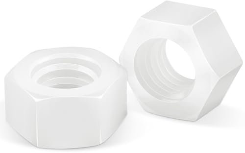Jeboler Kunststoff Muttern M6 (25 Stück), DIN934 Nylon Sechskantmuttern Hex Nut Plastikmutter, Sechskant Mutter Weiß für Gewindestangen & Schrauben & Unterlegscheiben