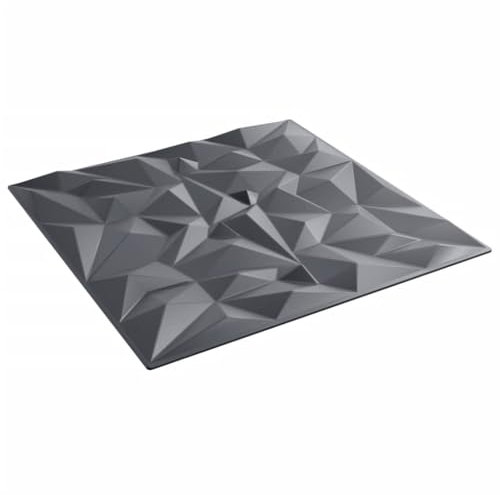 vidaXL Wall Panels 3D Grey XPS Foam – DIY Wallpaper, Water-Resistant, 12pcs 50x50cm – Ideal for Bedrooms, Living Rooms & Offices