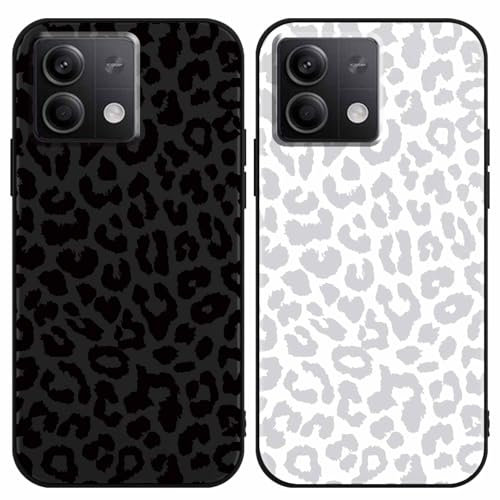 Yoedge 2 × Cover per Xiaomi Redmi Note 13 5G 6,67, Custodia Leopardata Nero per Telefono Aesthetic Disegni, Bianco Leopardo Custodie per Cellulare Silicone Antiurto per Xiaomi Redmi Note 13 case