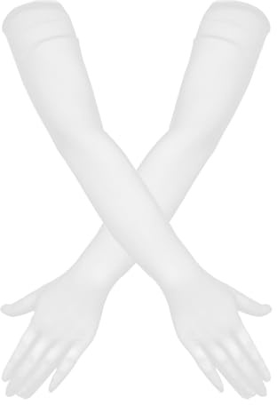 HQRKOTM Damen Handschuhe, Elegant, Weiß, Synthetik, Spandex, Lang, Unisex, 1 Paar, Ellenbogenlange Abendhandschuhe, Classic Opera Party Karneval Kostüm, Größe A