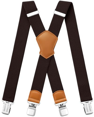 Aonvmdis Hosenträger für Herren 4 starken Clips 4cm breit, X Form elastisch einstellbar Länge für Männer und Damen Overalls Jeans, Arbeitshosen, Jumpsuits
