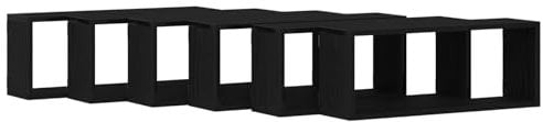 vidaXL Moderne Wandregale aus schwarzer Eiche | Set aus 6 schicken Holzwerkstoff-Lösungen zur Lagerung im Innenbereich, ideal zum Präsentieren und Organisieren im Wohnzimmer