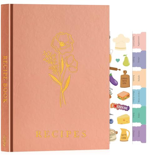 Lanpn B5 Journal de Recettes et Blanc, Carnet Recette pour Enregistrer vos Propres Recettes, Livre Cahier de Recettes Cuisine à Remplir, Livre Recette Vierge, Recipe Book Cookbook, Rose, Anglaise