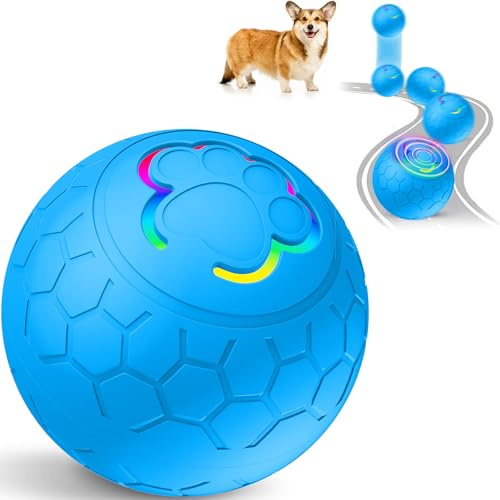 teeche Palla Interattiva per Cani - Pallina per Cani che si Muove da Sola, Giocattolo Intelligente 360° Rotante con Luci LED - Resistente per Taglia Mini/Piccolo/Media