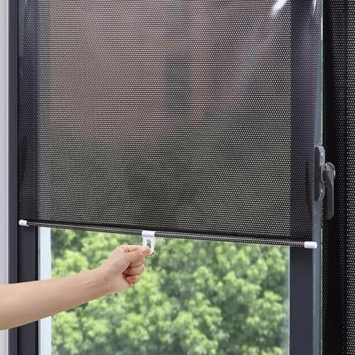 Paquete de 2 Persianas Enrollables De Ventosa con Protección Solar,Estor Enrollable Opaco Retráctiles,Cortinas Enrollables para Ventanas,Persianas Temporales Portátiles Sin Taladrar