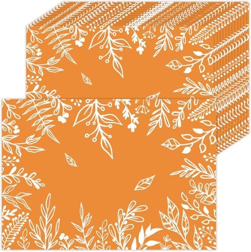 50 Stück Orange Blätter Papier Platzsets, Papier Tischsets Blätter Herbst, Einweg Platzsets 40x28 cm, Dekoration für Küche, Esstisch, Bauernhaus, Urlaub, Party