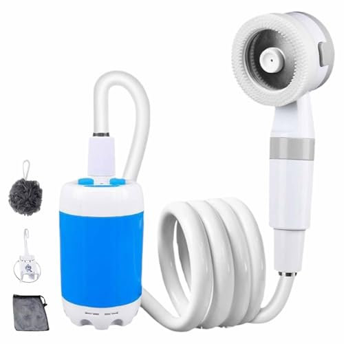 ECBLI Portable Camping Shower Pump-Rechargeable Outdoor Shower Head Sprayer, Pumps Water From Bucket, Electric Showerhead With Hose, Off Grid Showers System With Heater, Ducha Portatil