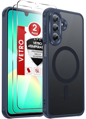 LeYi für Samsung Galaxy A26 5G/4G Hülle für Magsafe mit 2X Panzerglas-Blau | Handyhülle Ultra Dünn Magnetisch Schutzhülle Schutzglas Matt Transluzent Stoßfest Handy Phone Case Cover 128gb A 26