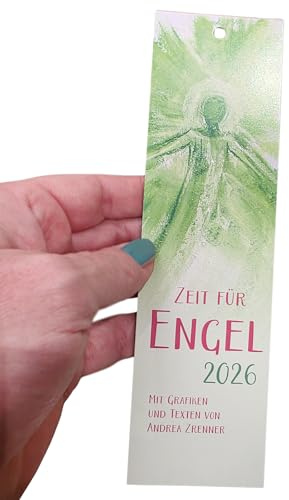 Zeit für Engel 2026 – spiritueller Kalender Engelkalender mit Kunst & Texten von Andrea Zrenner - Wandkalender 6x21 cm - Geschenk für Herz & Seele