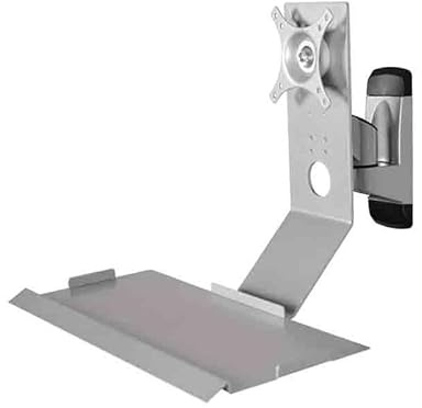 Workstations Swivel Head Silver Monitor Stand with Plain Keyboard Tray Non-Foldable Single Screen Gaming-PCs