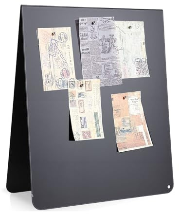 Luocute Tisch-Pinnwand, 30,5 X 25,4 Cm, Doppelseitiges Memoboard aus Karbonstahl, Schwarz Matt Pulverbeschichtet, mit Nicht Magnetischem Metalldisplay für Zuhause, Büro, Küche,