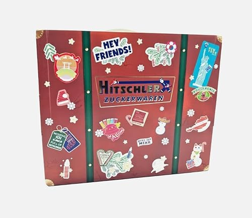 Hitschies Around the World Adventskalender 2025 mit 25 Süßigkeiten, abwechslungsreiche Auswahl aus Drachenzungen, Fruchtgummi, Kaubonbons, Lollis und Crunchies, dekorative Geschenkverpackung