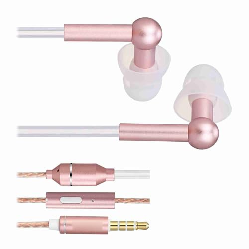 Fesjoy Airtube 3,5 Mm Kabelgebundene In-Ear-Kopfhörer, Geräuschreduzierung, Air Tube-Telefon-Headset, 98% Strahlungsreduzierung, Kopfhörer für, Tablet, Gold-Kopfhörer (Roségold)