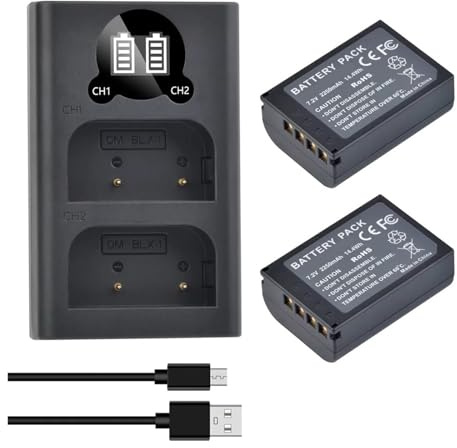 Batteries And Dual Charger，Compatible For Olympus OM System OM-1, Mark II, HLD-10 Camera(5 batteries and 1 charger)