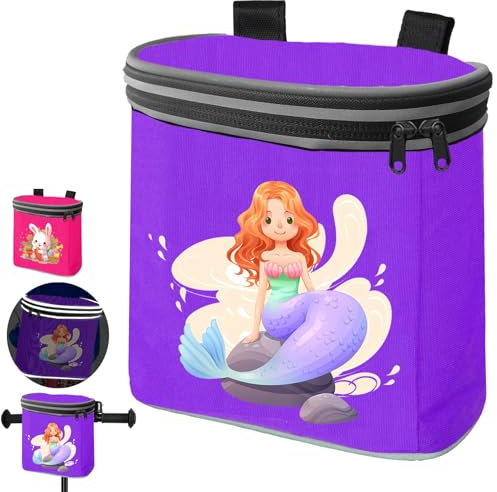 AUNGKWANG Kinder Lenkertasche, Fahrradtasche Kinderfahrrad mit Innentasche, Fahrrad Lenker Tasche mit Reflektoren und Meerjungfrau Motiv, Fahrradkorb Laufradtasche Lenkerkorb, für Laufrad, Fahrrad