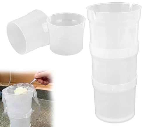 Piping Bag Holder Stand for Filling, Plastic Adjustable Height Hands-Free Pastry Bag Stand Baking Decorating Supplies for Cake Cupcakes Cookies Cream & Icing (White)