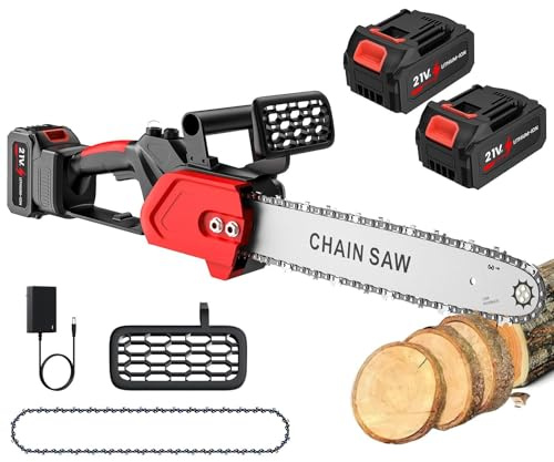Tronçonneuse Électrique Sans Fil 12 Pouces, Tronçonneuse À Batterie 3500W, Alimentation Par 2 Batteries, Lubrification Automatique, Scie À Chaîne Manuelle Sans Fil, 2 Chaînes