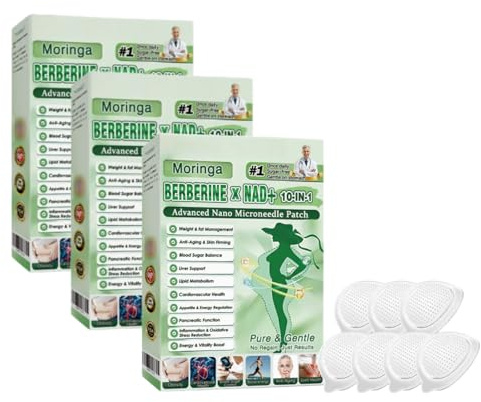 Moringa 10 en 1 Natural Micro Needle PatchesMoringa para Bod Daily Easy Application, Berberine Technology, For Men & Women