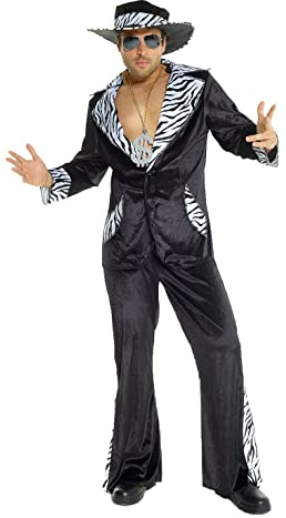 Morph Schwarz Zuhälter Kostüm Herren, Pimp Kostüm Herren, Pimp Outfit, Faschingskostüm Zuhälter Mit Zuhälter Mantel, Kostüm Zuhälter Herren, Zuhälter Outfit, Junggesellenabschied Männer Kostüm L