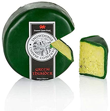 Snowdonia - Green Thunder, Cheddar Käse mit Knoblauch & Kräutern, grüner Wachs, 200g