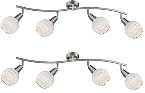 2er Set 4-flammige LED Deckenlampen / Strahler ELLIOTT mit satinierten Schirmen