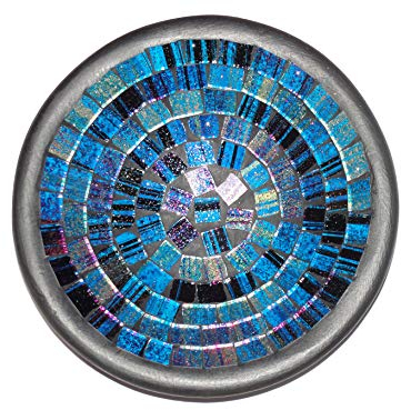 Deko - Schale Glasmosaik rund, 15 cm, blau - bunt/pink Glitter