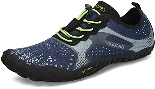 SAGUARO Barfußschuhe Damen Herren Zehenschuhe Traillaufschuhe Weich Bequem Barfussschuhe Fitnessschuhe Männer Frauen Trainingsschuhe für Joggen Laufen Wandern, Azurblau, 43 EU